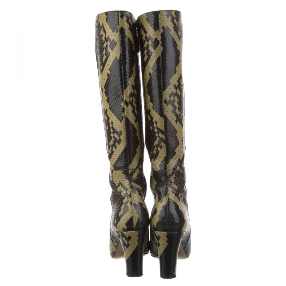 Gucci Python Print Leather Knee High Heeled Boots… - image 3
